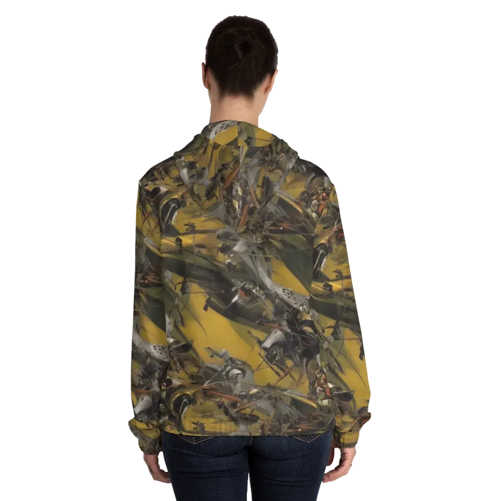 Ochre Momentum on Women's Full-Zip Hoodie — Back On Person