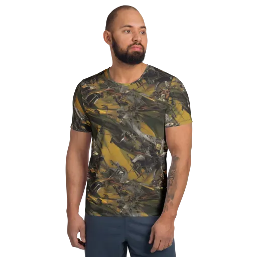 Ochre Momentum on a Men's Athletic T-Shirt