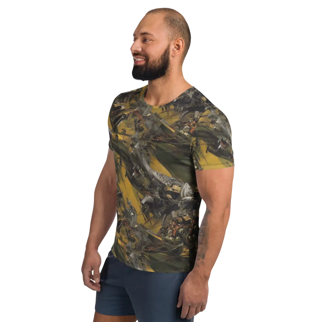 Ochre Momentum on Men's Athletic T-Shirt — Left