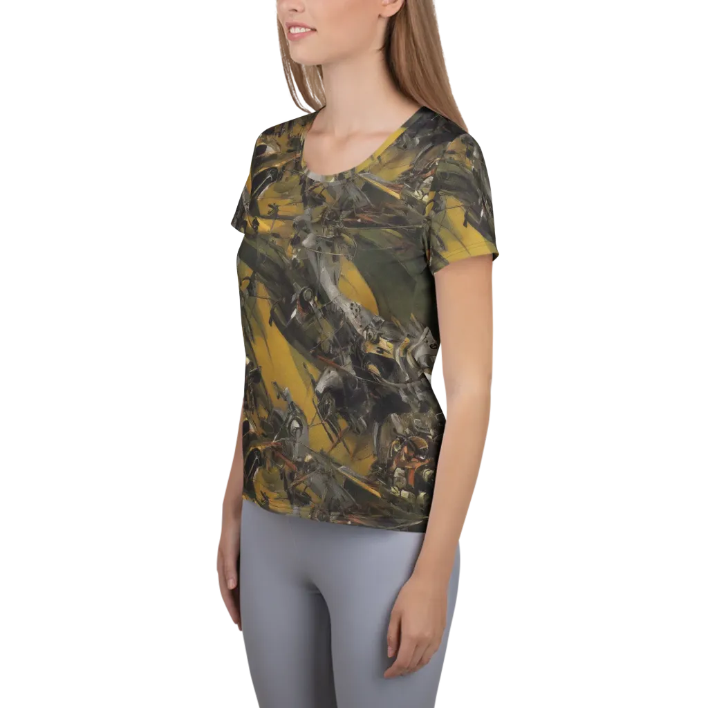 Ochre Momentum on Women's Athletic T-Shirt — Left