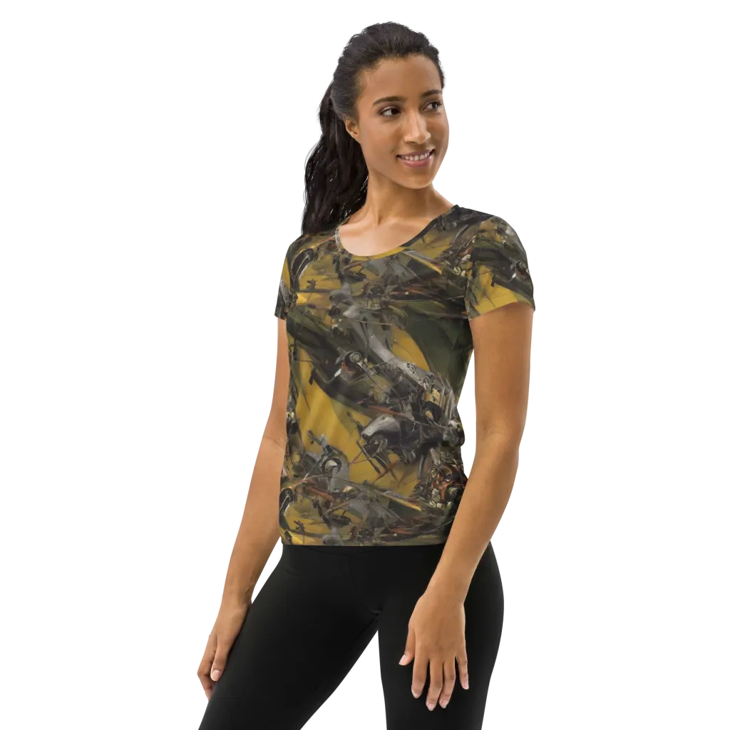Ochre Momentum on Women's Athletic T-Shirt — Left