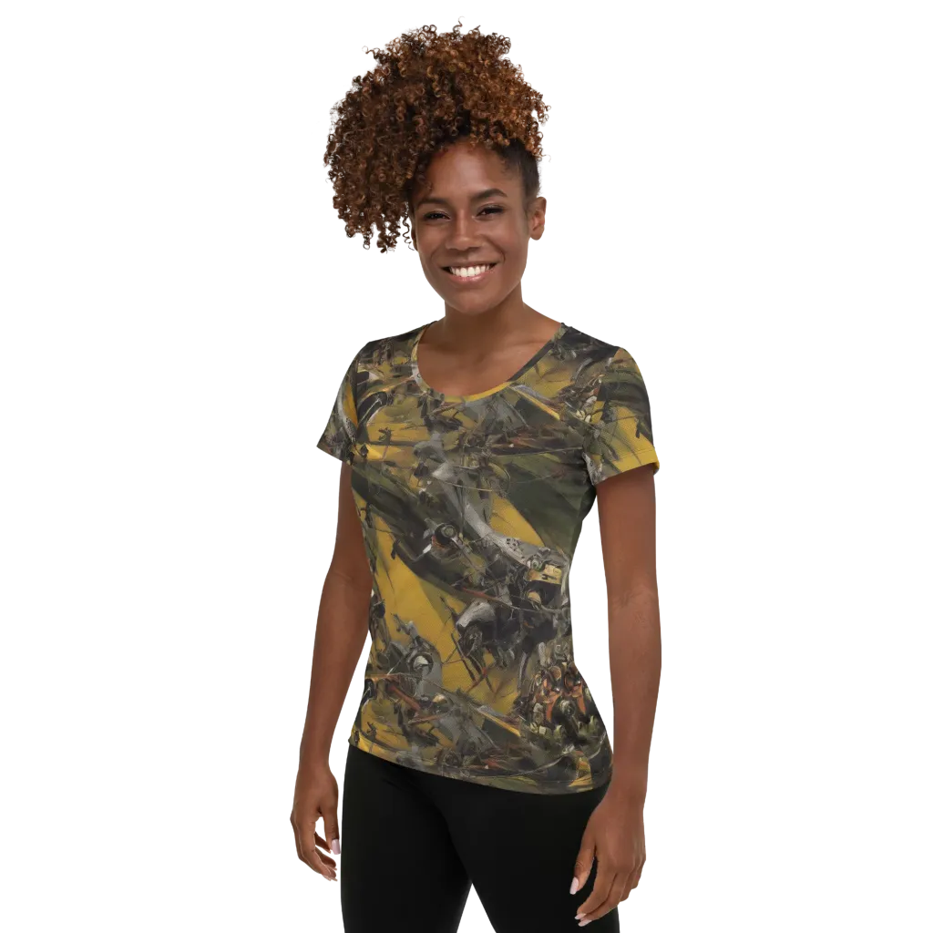 Ochre Momentum on Women's Athletic T-Shirt — Left