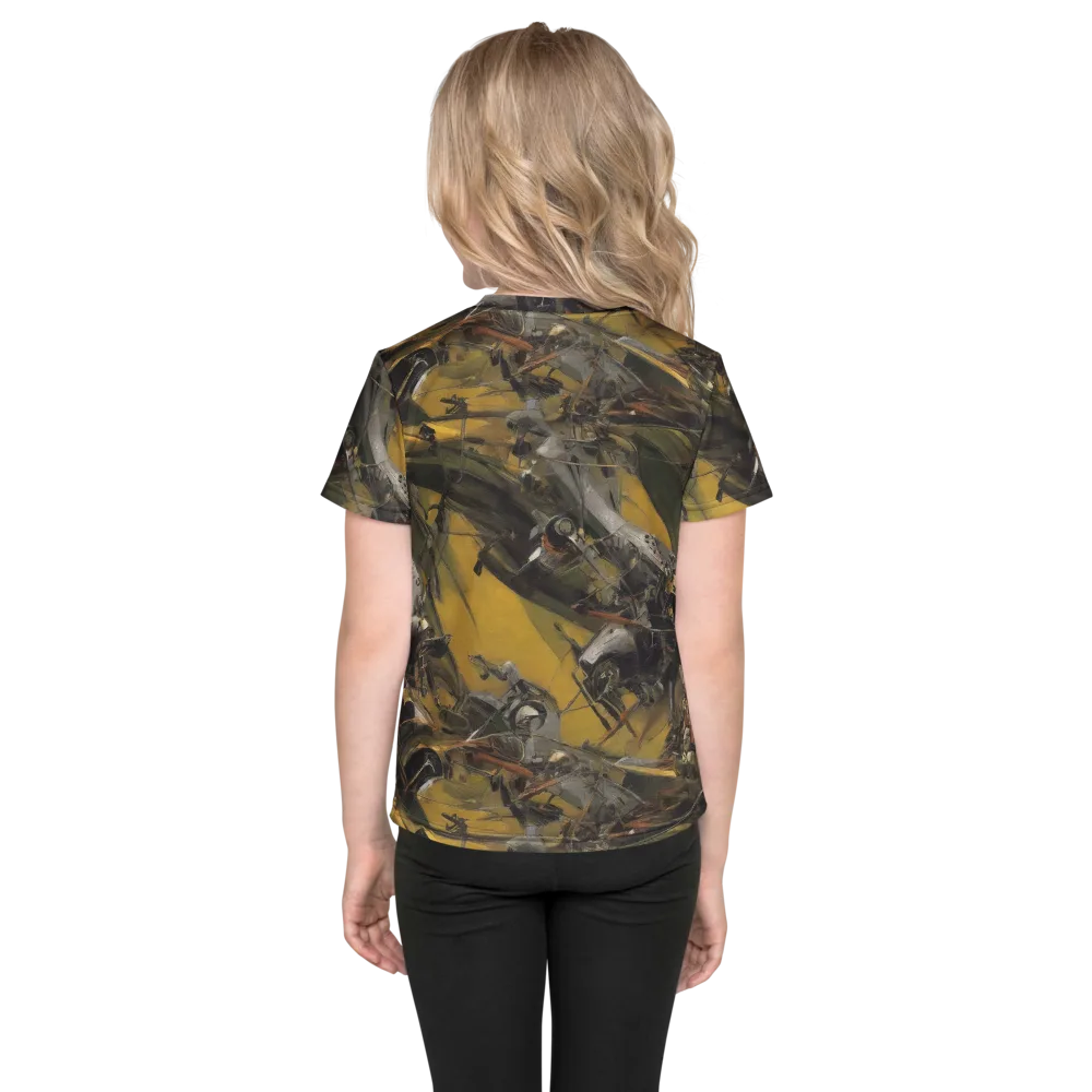 Ochre Momentum on Kids Crew Neck T-Shirt — Back