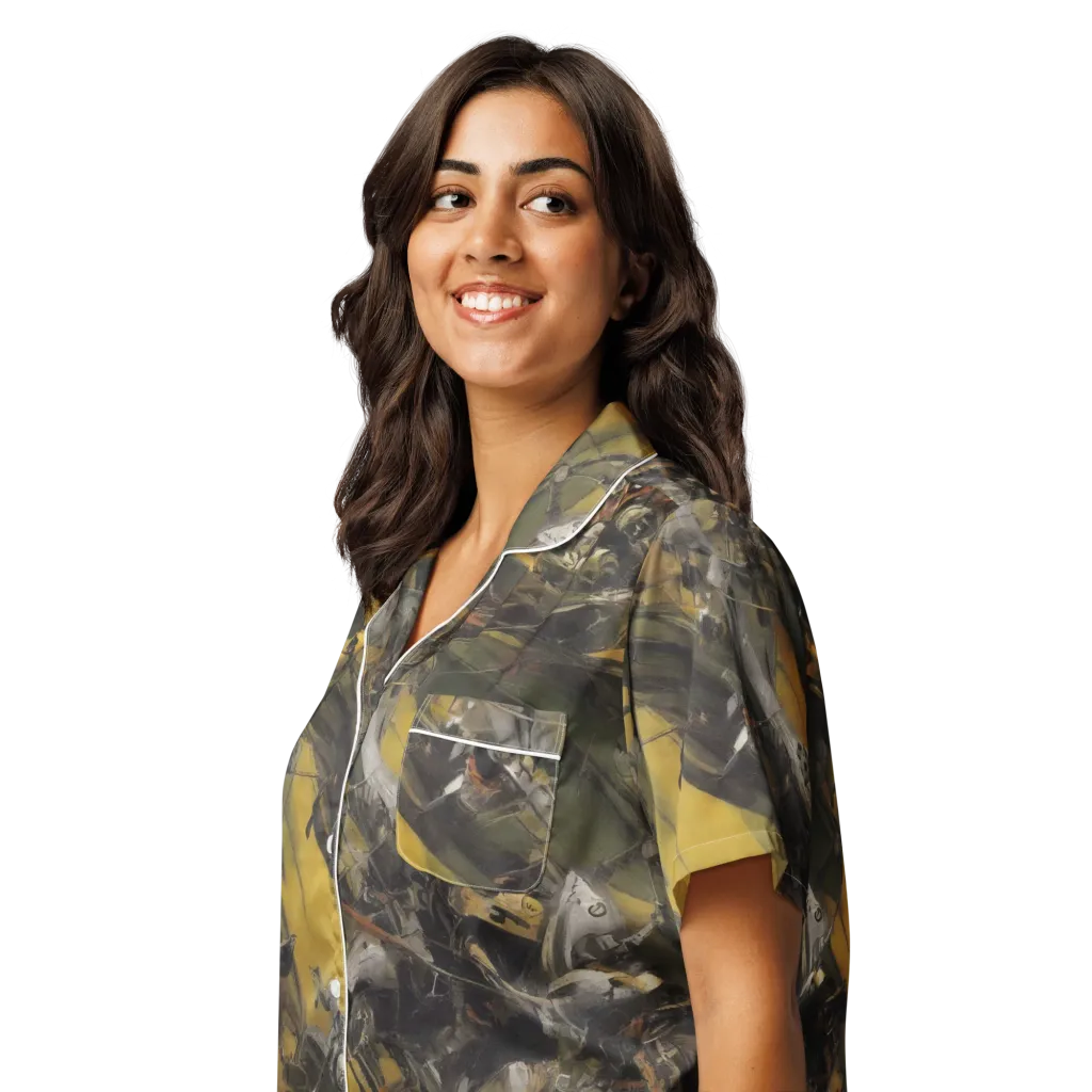 Ochre Momentum on Women's Short Sleeve Pajama Top — Left Front