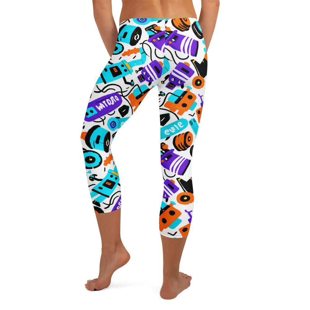 Robo Rave on Capri Leggings — Back