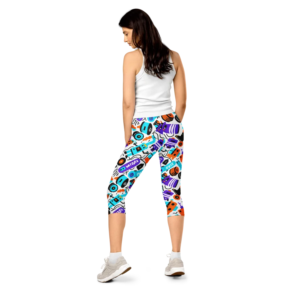 Robo Rave on Capri Leggings — Back