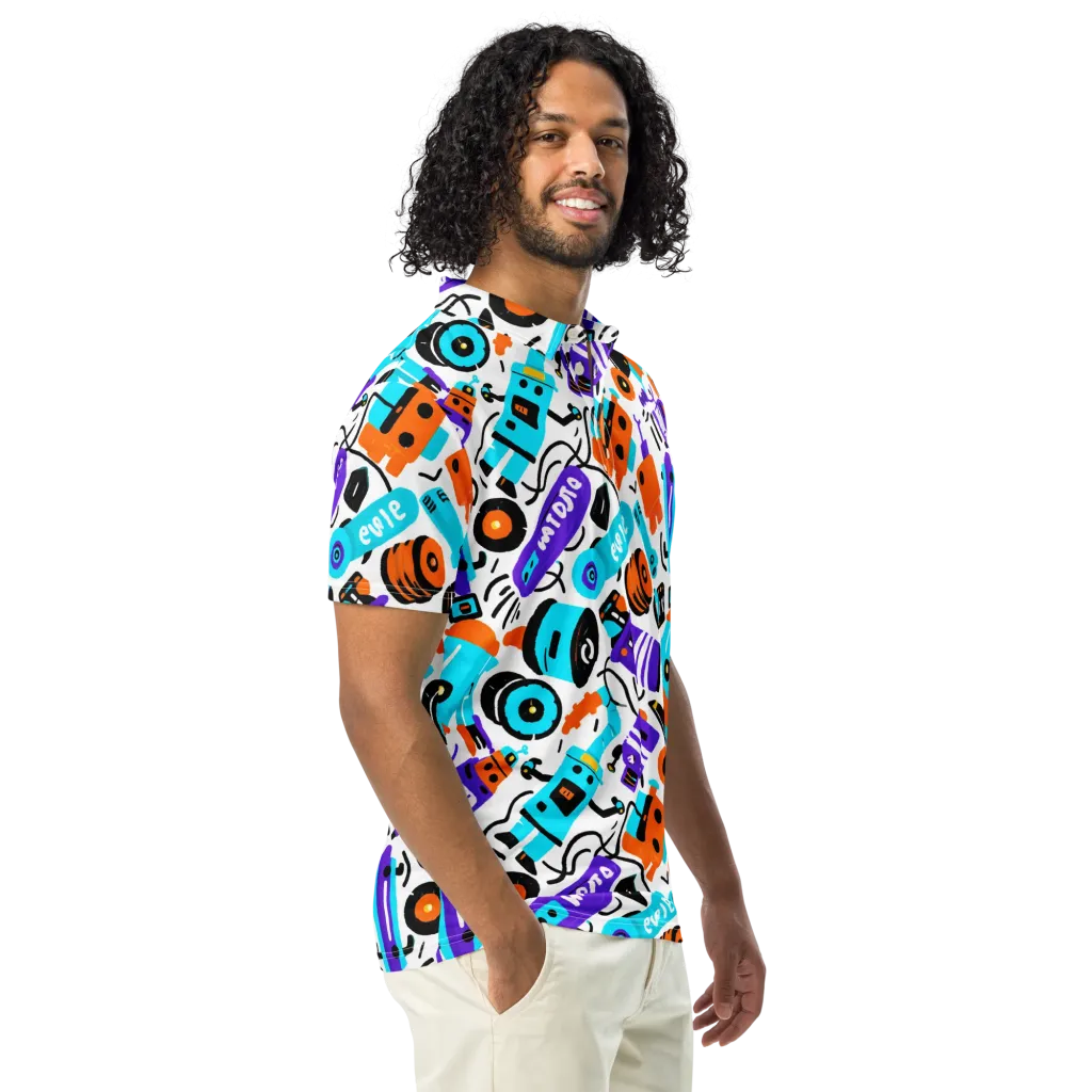 Robo Rave on Men's Slim Fit Polo Shirt — Right Front