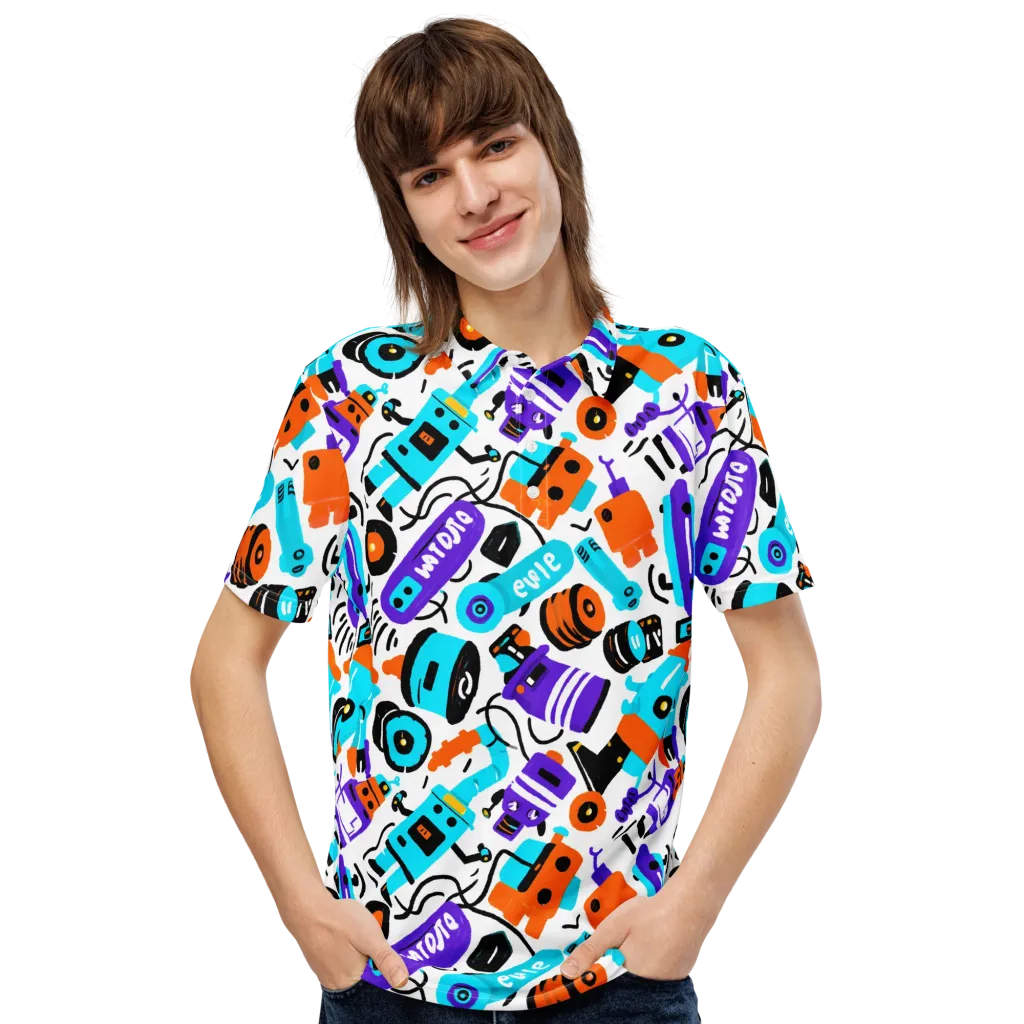 Robo Rave on Men's Slim Fit Polo Shirt — Front