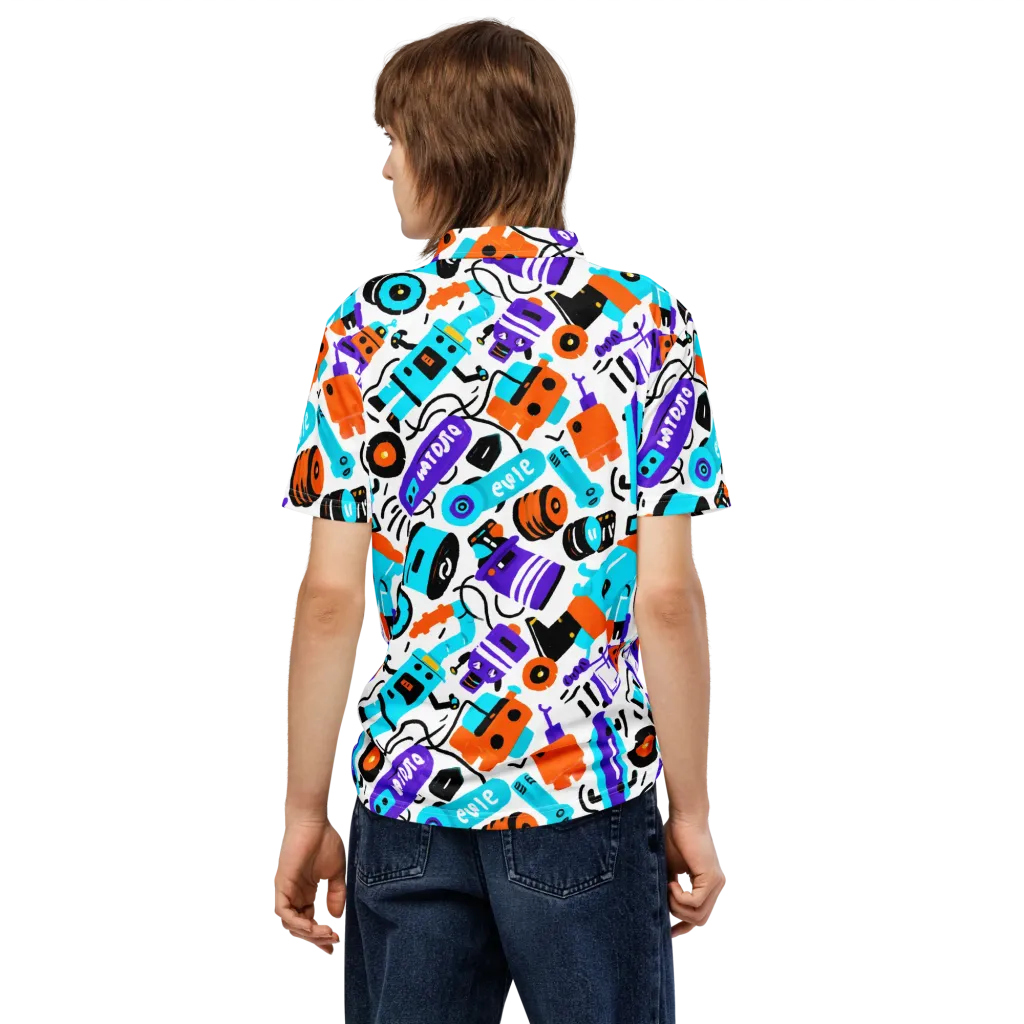 Robo Rave on Men's Slim Fit Polo Shirt — Back
