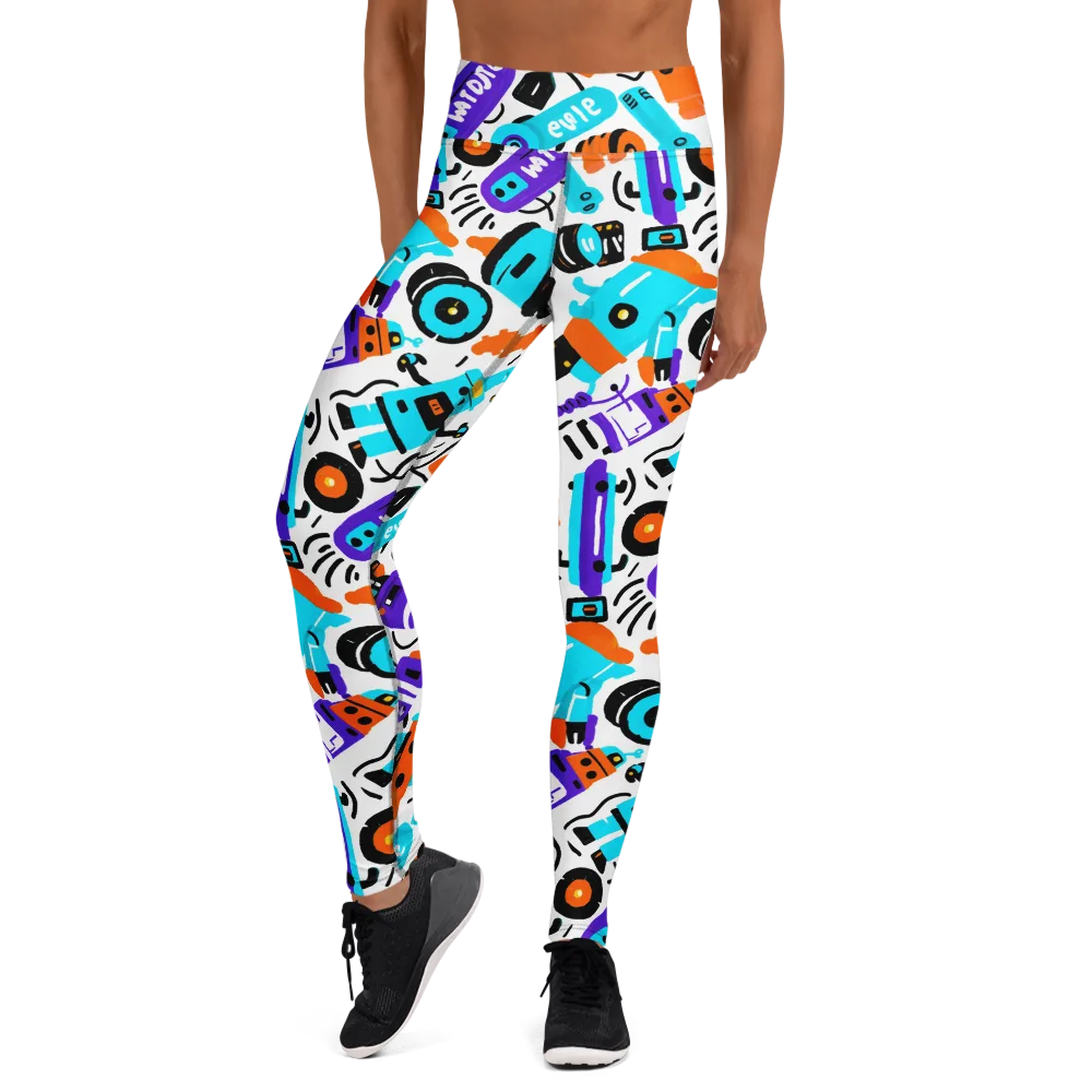 Robo Rave on Yoga Leggings — Front
