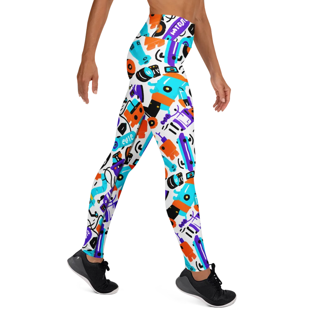 Robo Rave on Yoga Leggings — Right