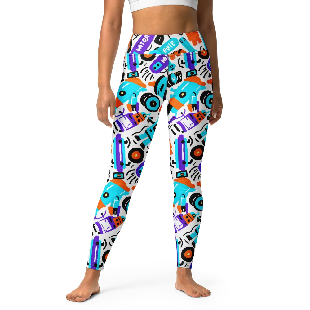 Robo Rave on Yoga Leggings — Front