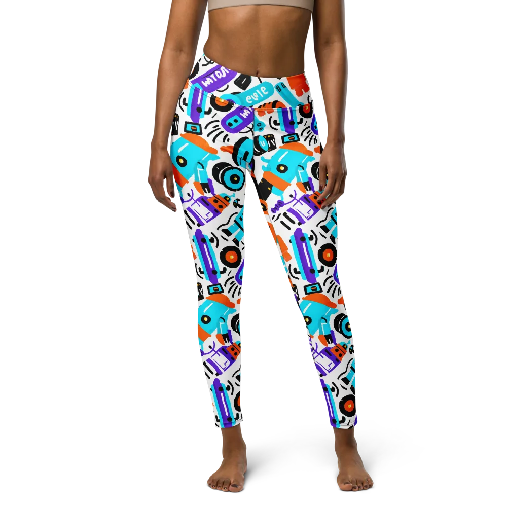 Robo Rave on Yoga Leggings — Front