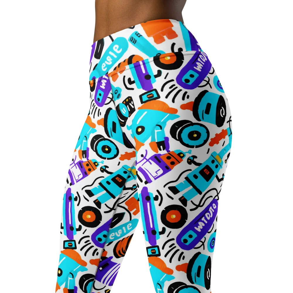 Robo Rave on Yoga Leggings — Left Front