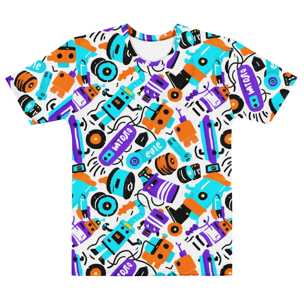 Robo Rave on Men's Cotton Crew Neck T-Shirt — Front