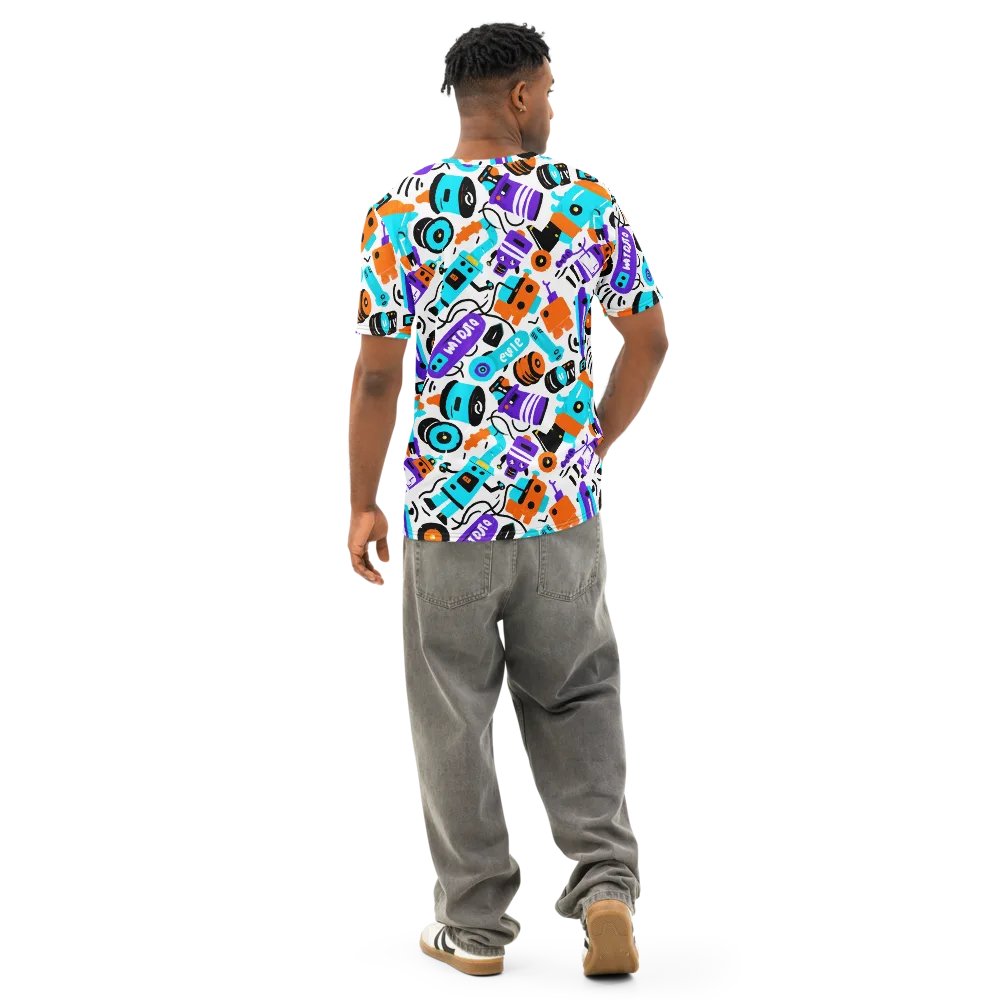 Robo Rave on Men's Cotton Crew Neck T-Shirt — Back