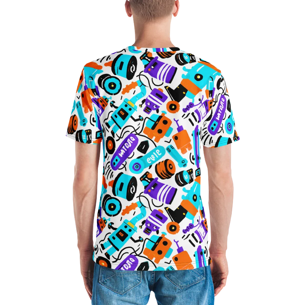 Robo Rave on Men's Crew Neck T-Shirt — Back
