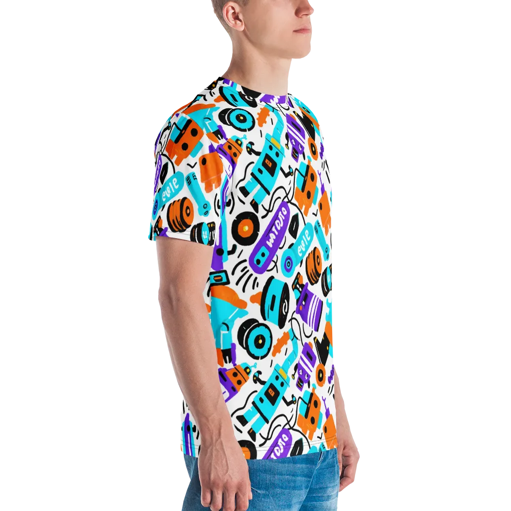 Robo Rave on Men's Crew Neck T-Shirt — Right