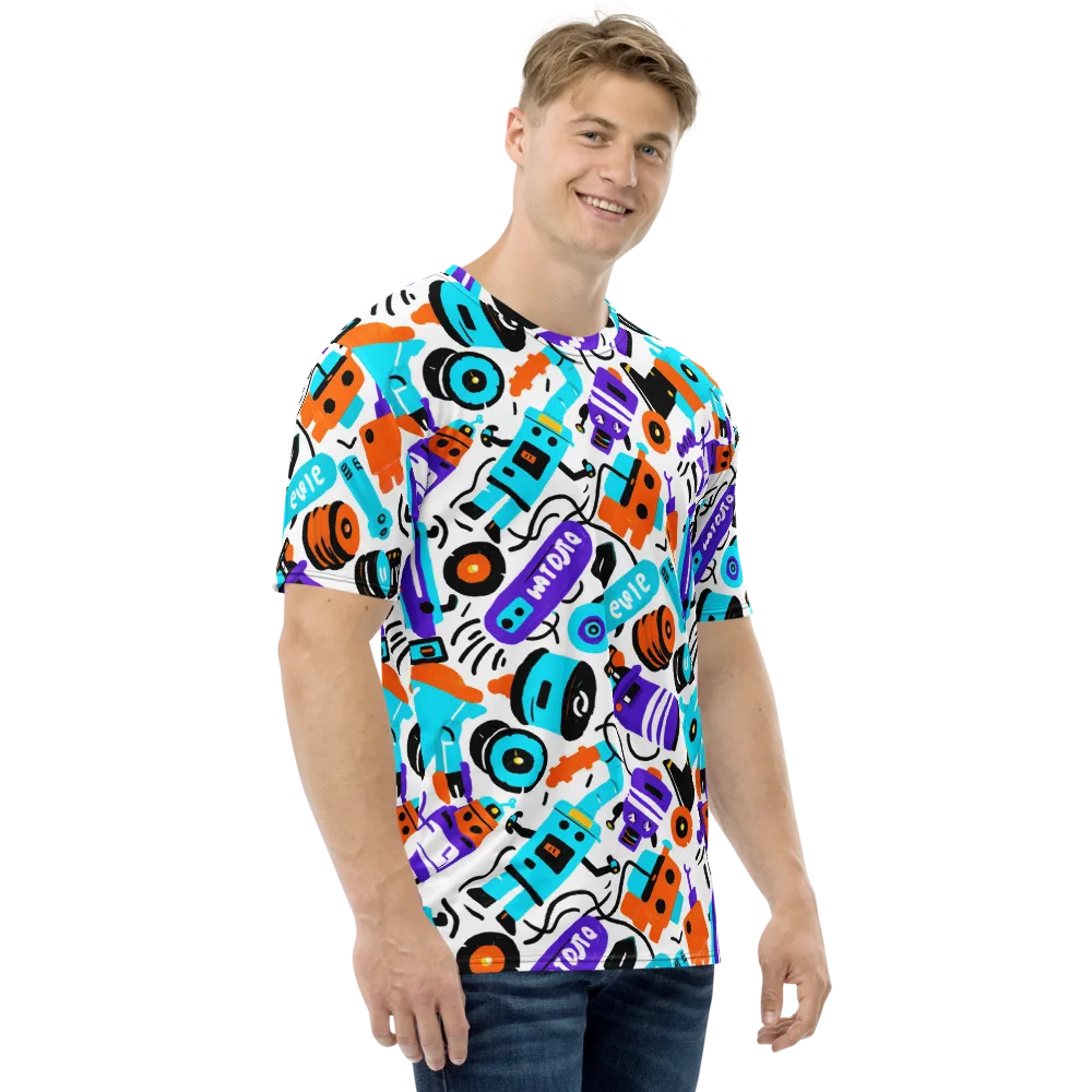 Robo Rave on Men's Crew Neck T-Shirt — Right