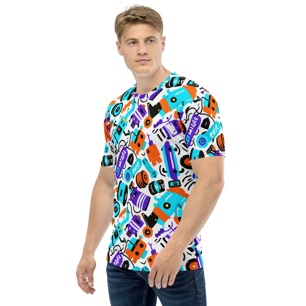 Robo Rave on Men's Crew Neck T-Shirt — Left