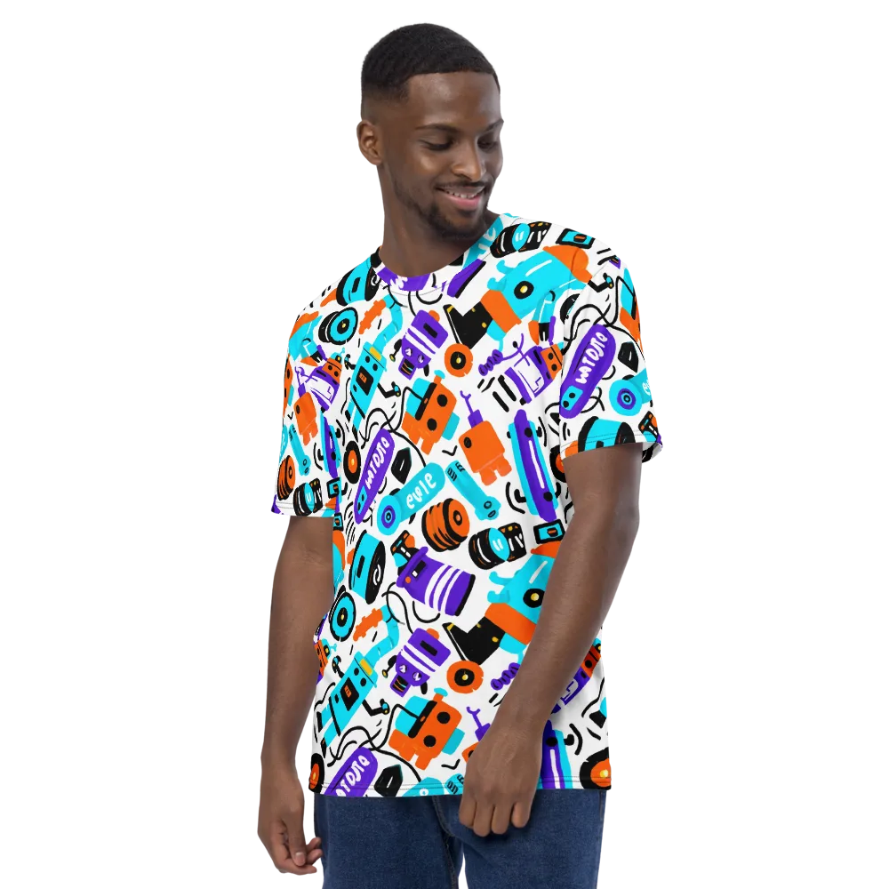 Robo Rave on Men's Crew Neck T-Shirt — Left