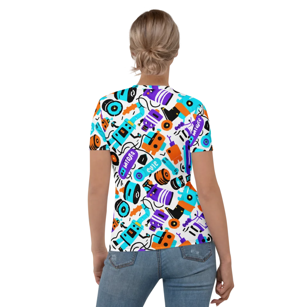 Robo Rave on Women's Crew Neck T-Shirt — Back