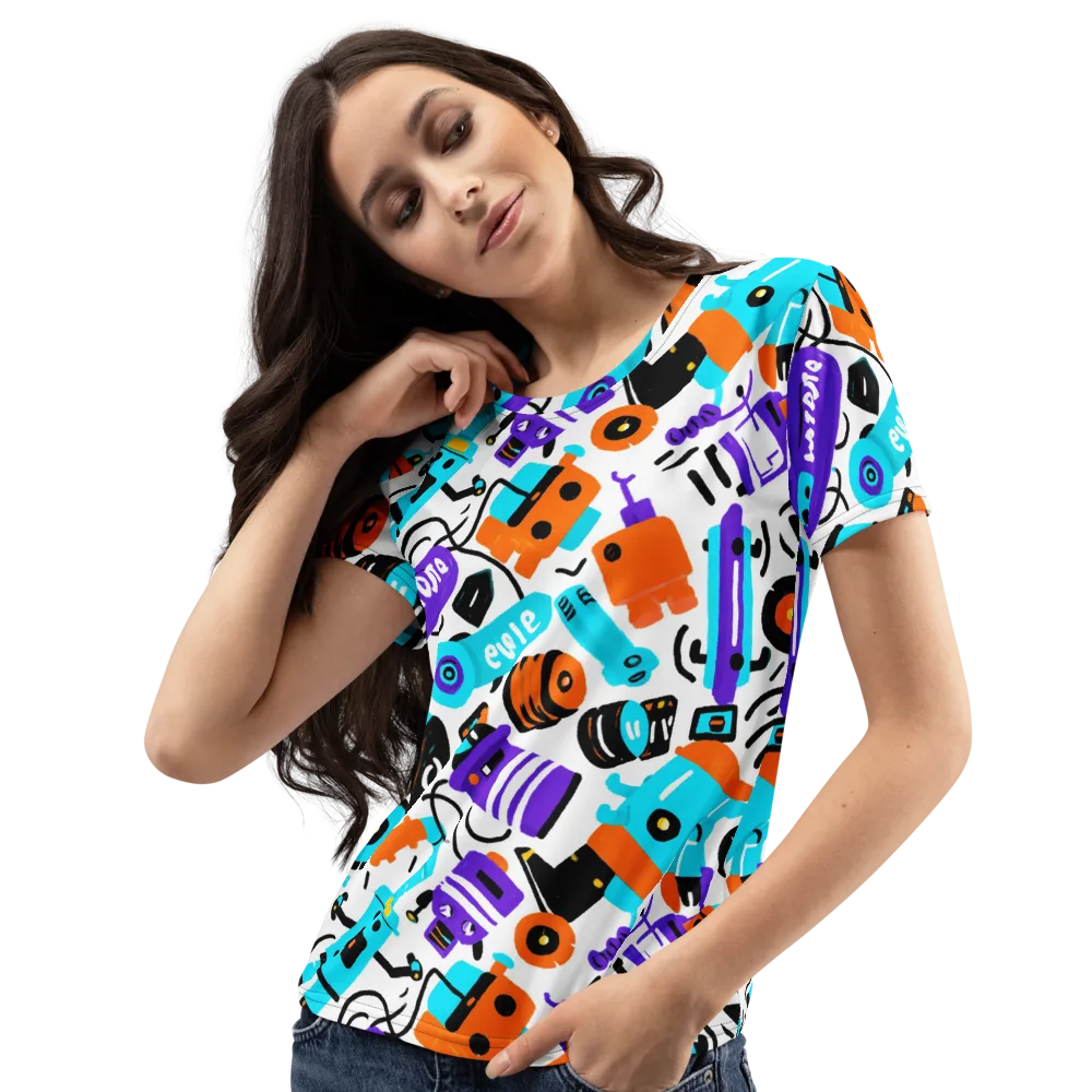 Robo Rave on Women's Crew Neck T-Shirt — Left Front