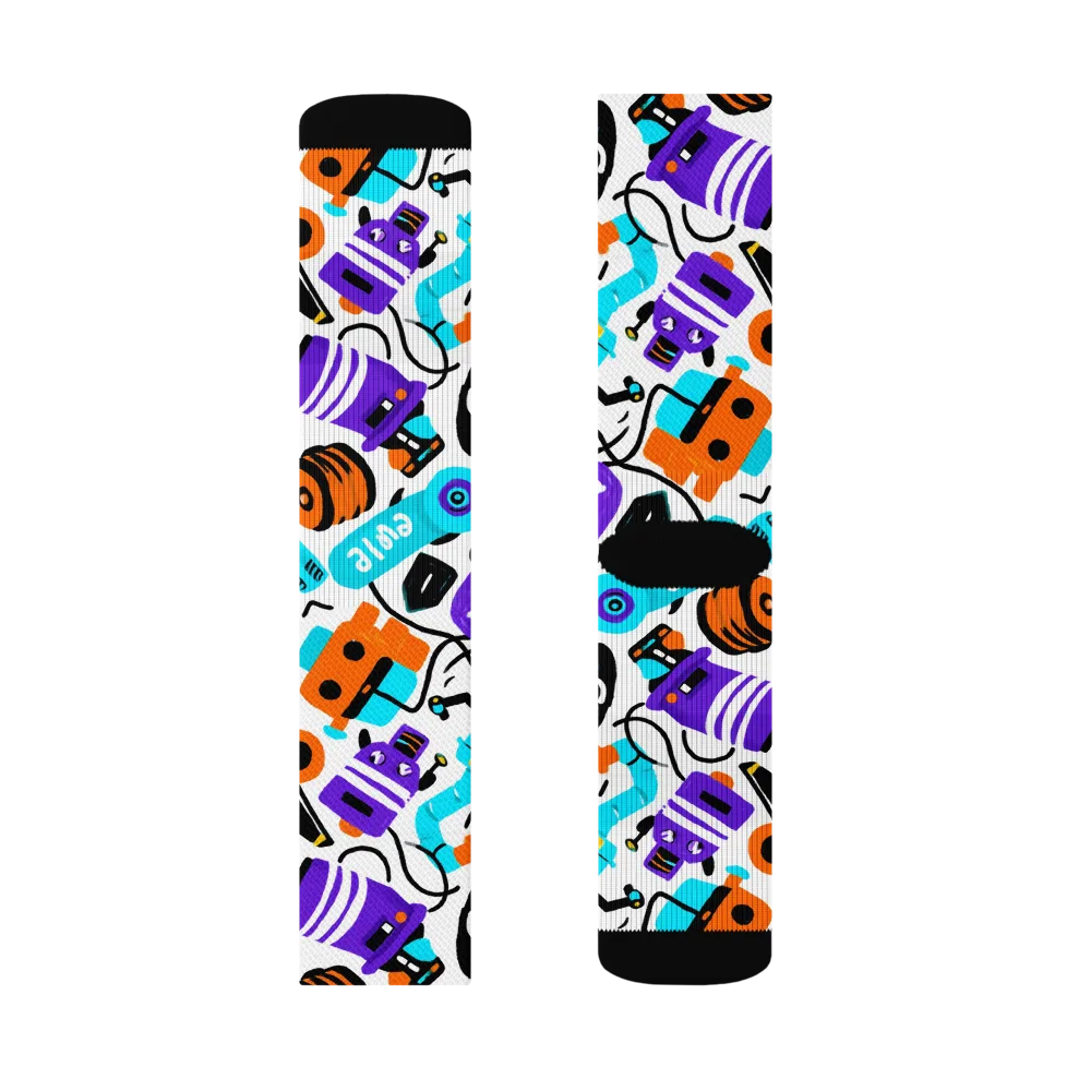 Robo Rave on Socks — Left Sock
