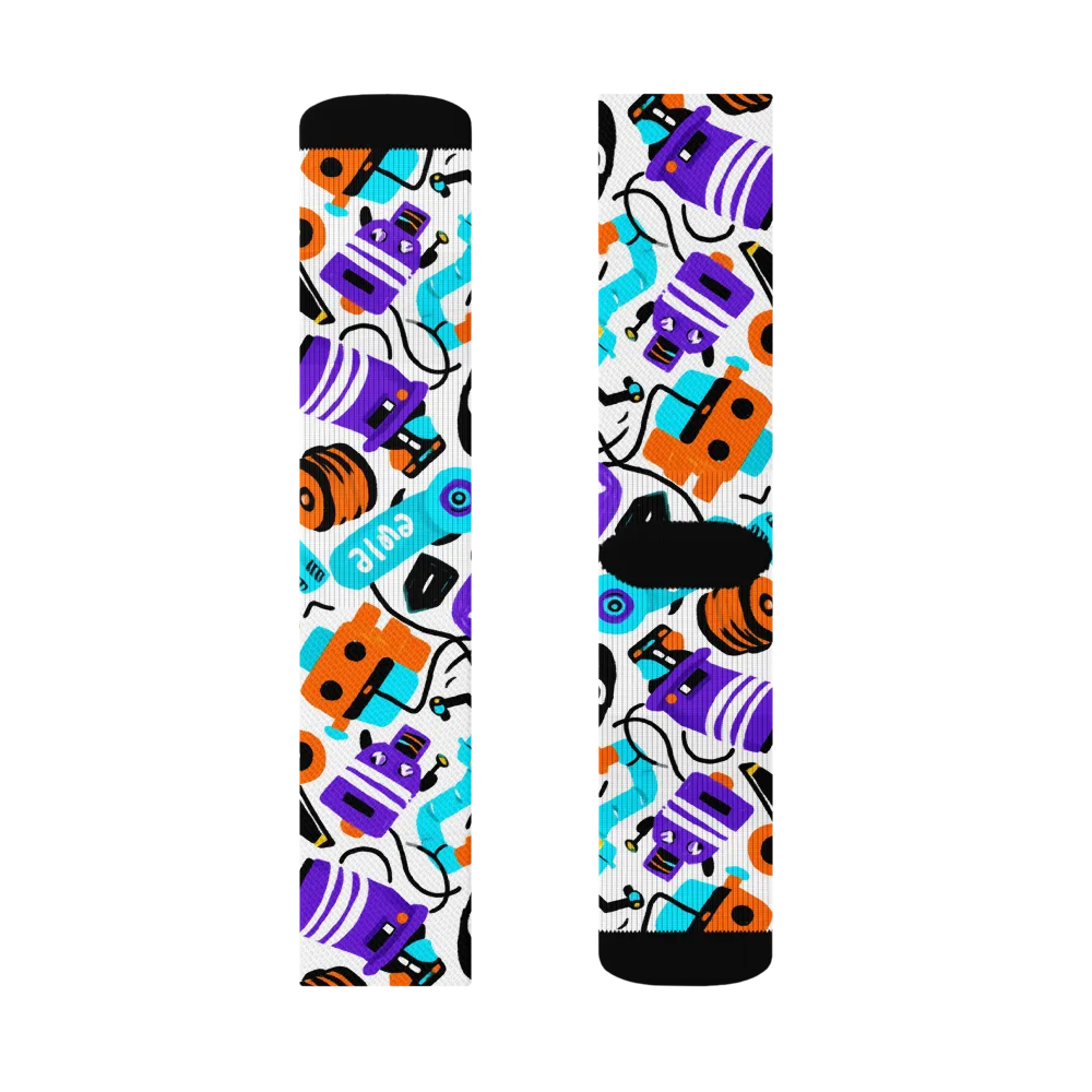 Robo Rave on Socks — Right Sock