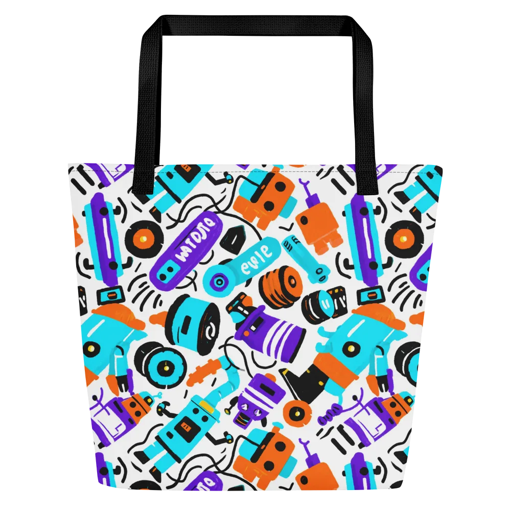 Robo Rave on Large Tote Bag W/ Pocket — Front