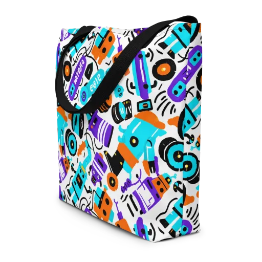 Robo Rave on a Large Tote Bag W/ Pocket