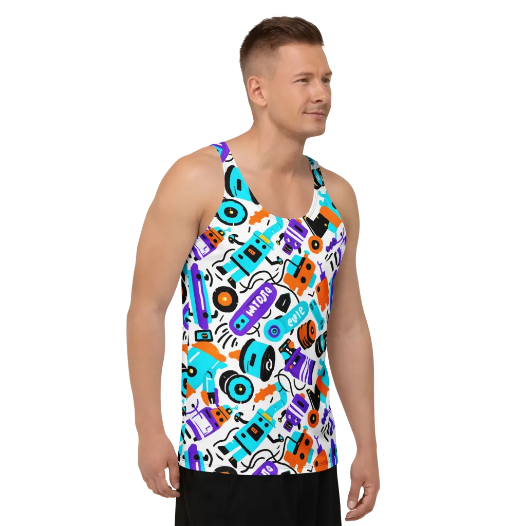 Robo Rave on Men's Tank Top — Right Front