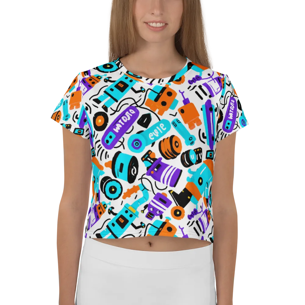 Robo Rave on Crop Tee — Front