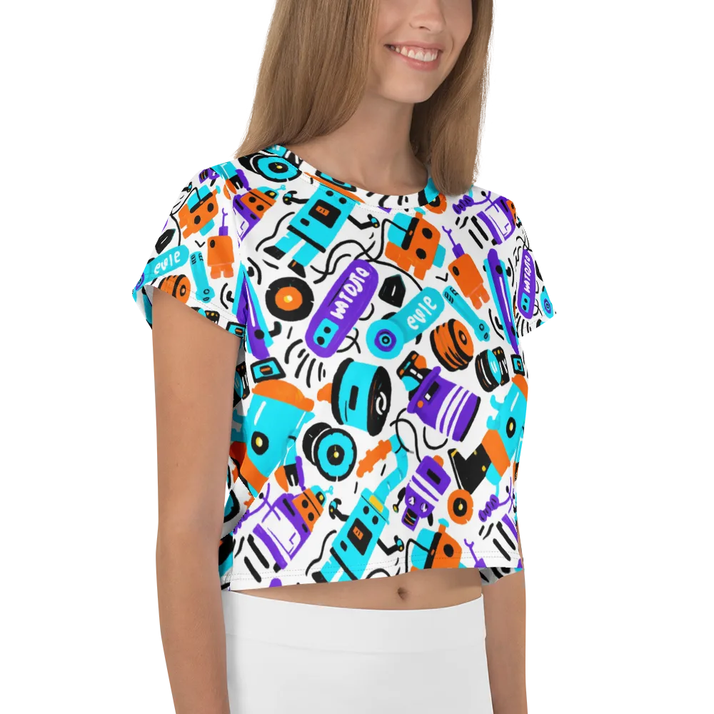 Robo Rave on Crop Tee — Right