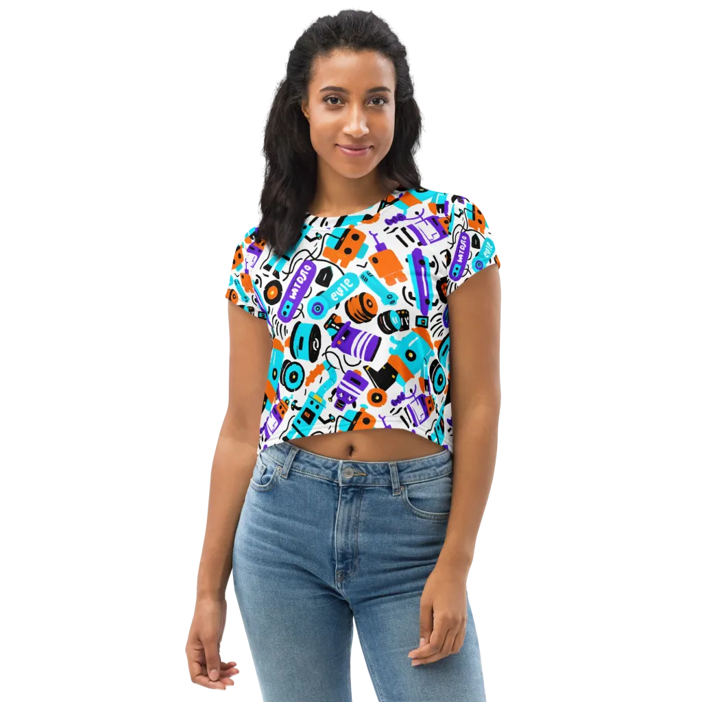 Robo Rave on Crop Tee — Front