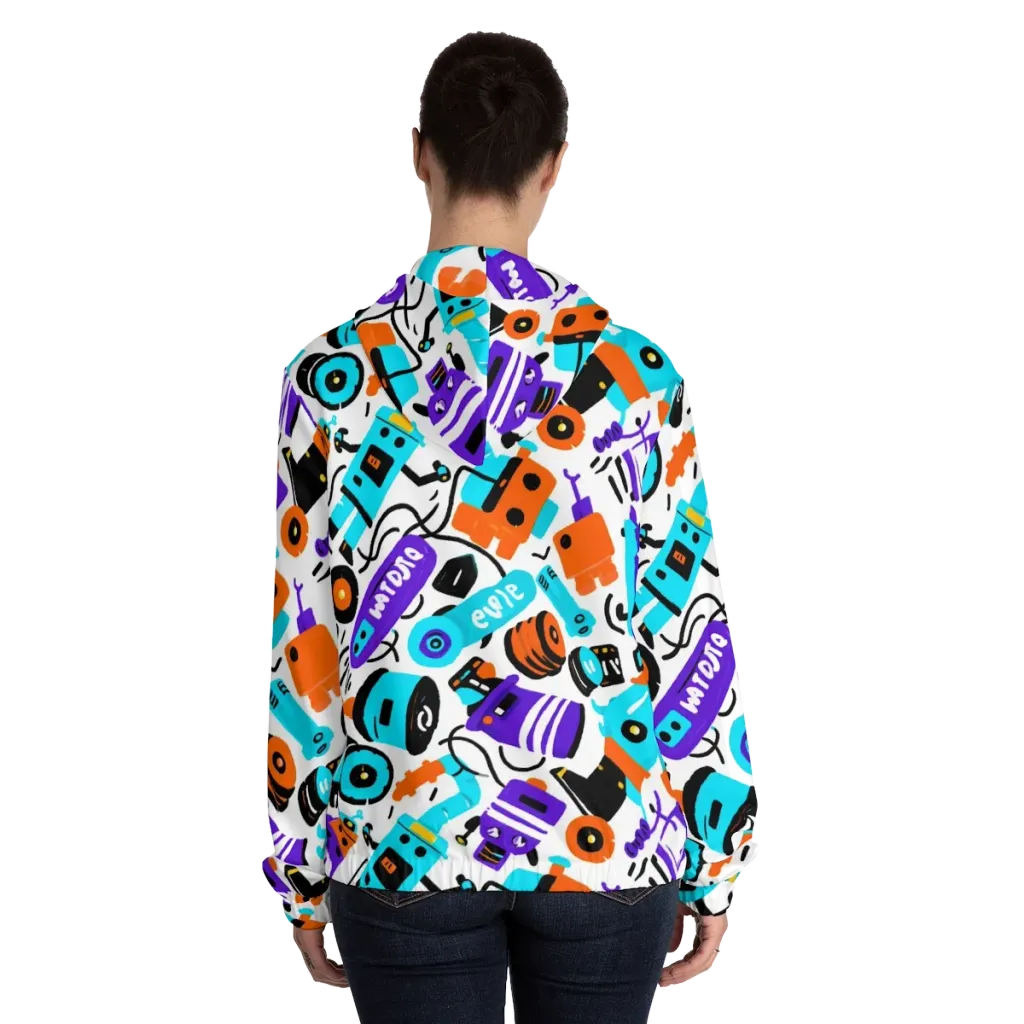 Robo Rave on Women's Full-Zip Hoodie — Back On Person