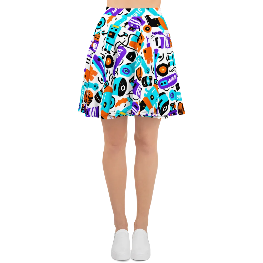 Robo Rave on Skater Skirt — Front