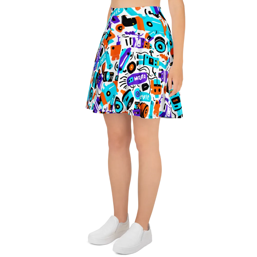 Robo Rave on Skater Skirt — Left