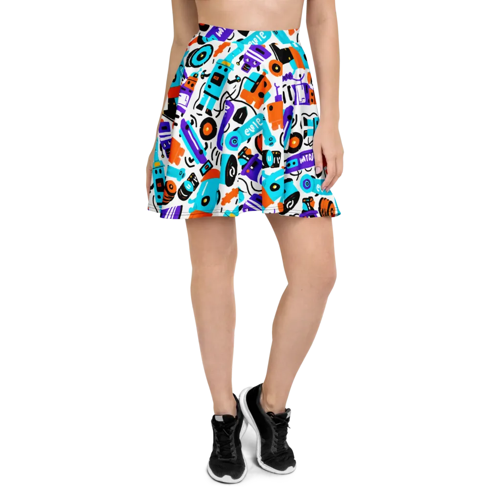 Robo Rave on Skater Skirt — Front