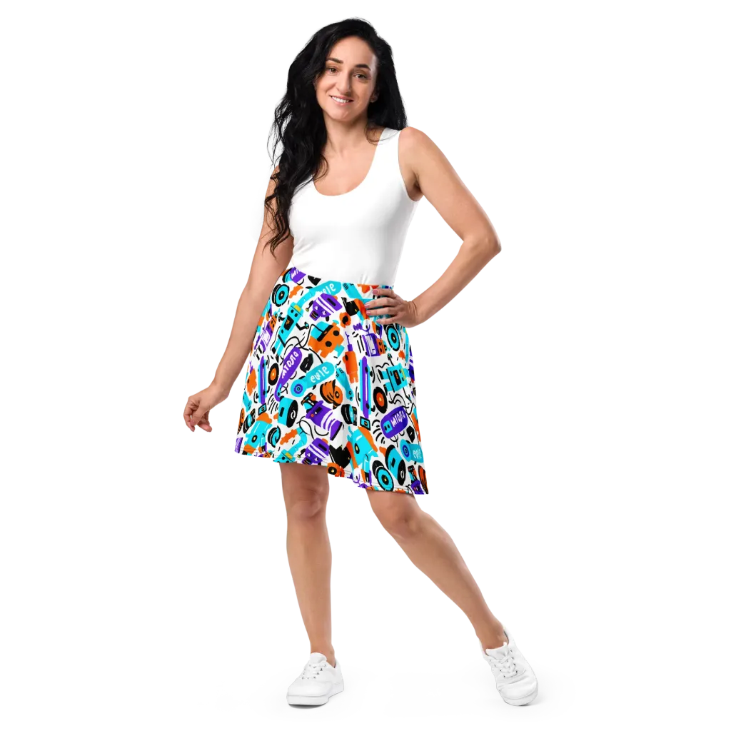 Robo Rave on Skater Skirt — Front