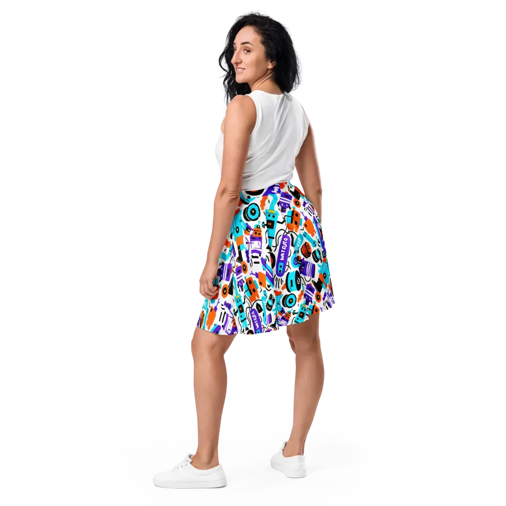 Robo Rave on Skater Skirt — Back