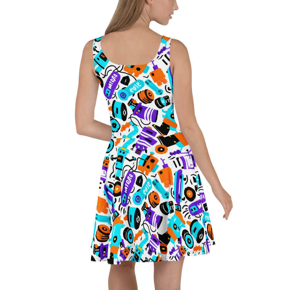 Robo Rave on Skater Dress — Back