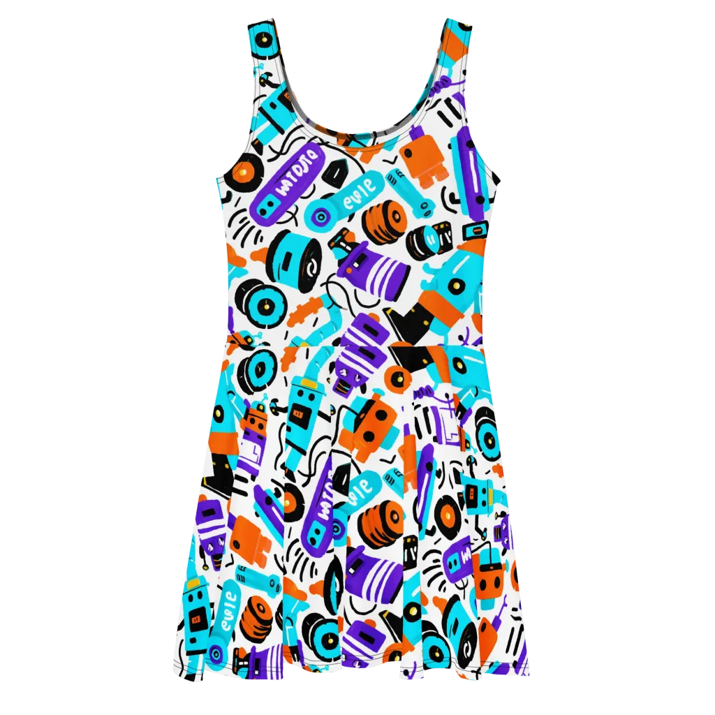 Robo Rave on Skater Dress — Front
