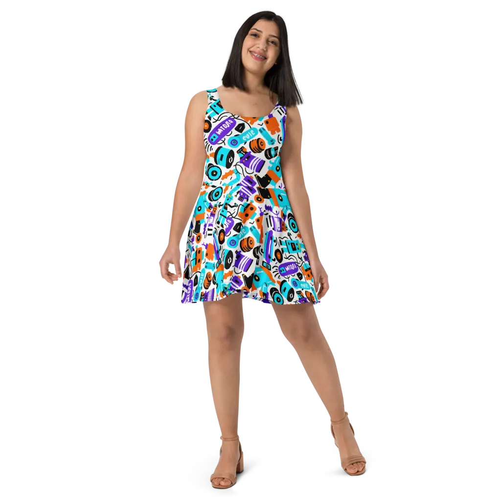 Robo Rave on Skater Dress — Front