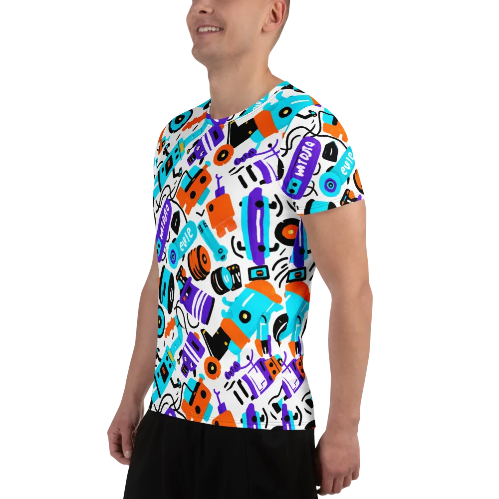 Robo Rave on Men's Athletic T-Shirt — Left