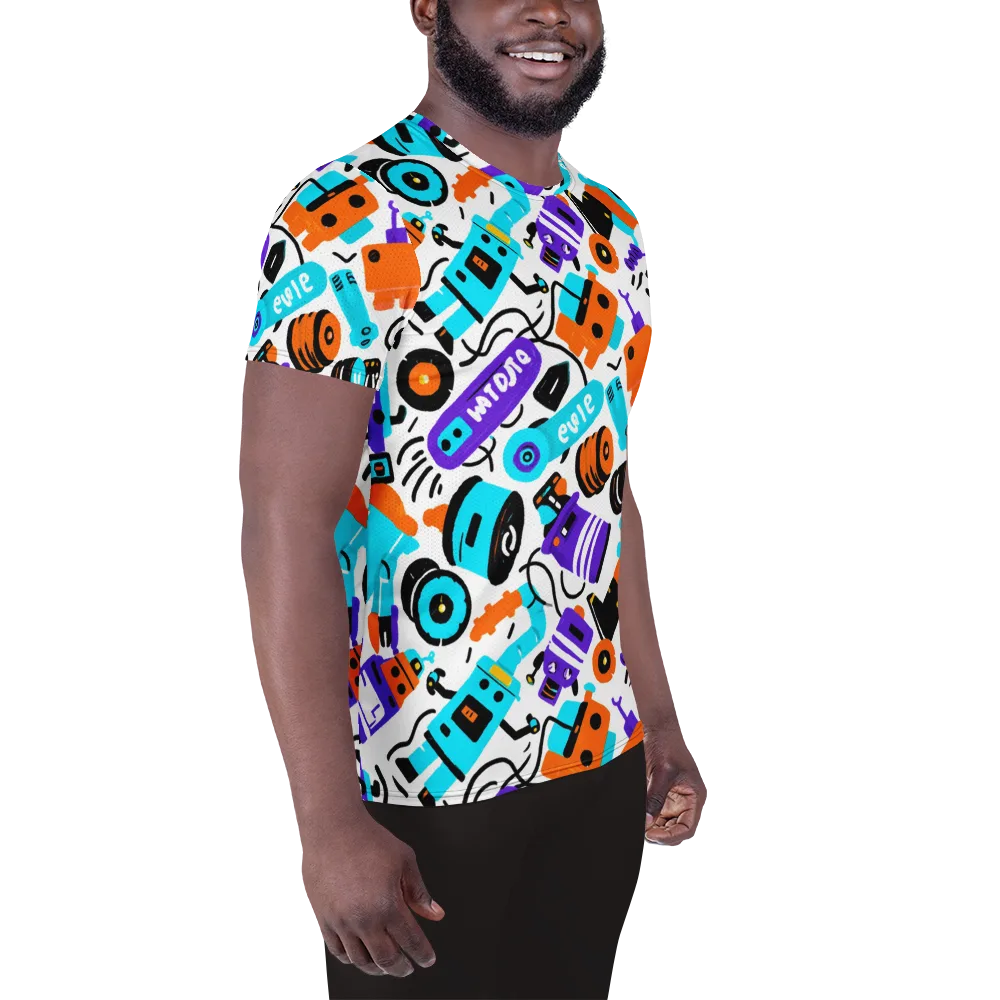 Robo Rave on Men's Athletic T-Shirt — Right