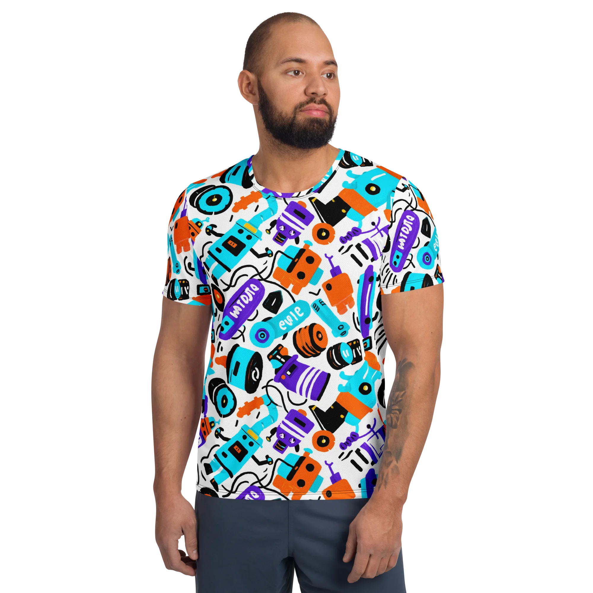 Robo Rave on Men's Athletic T-Shirt — Front