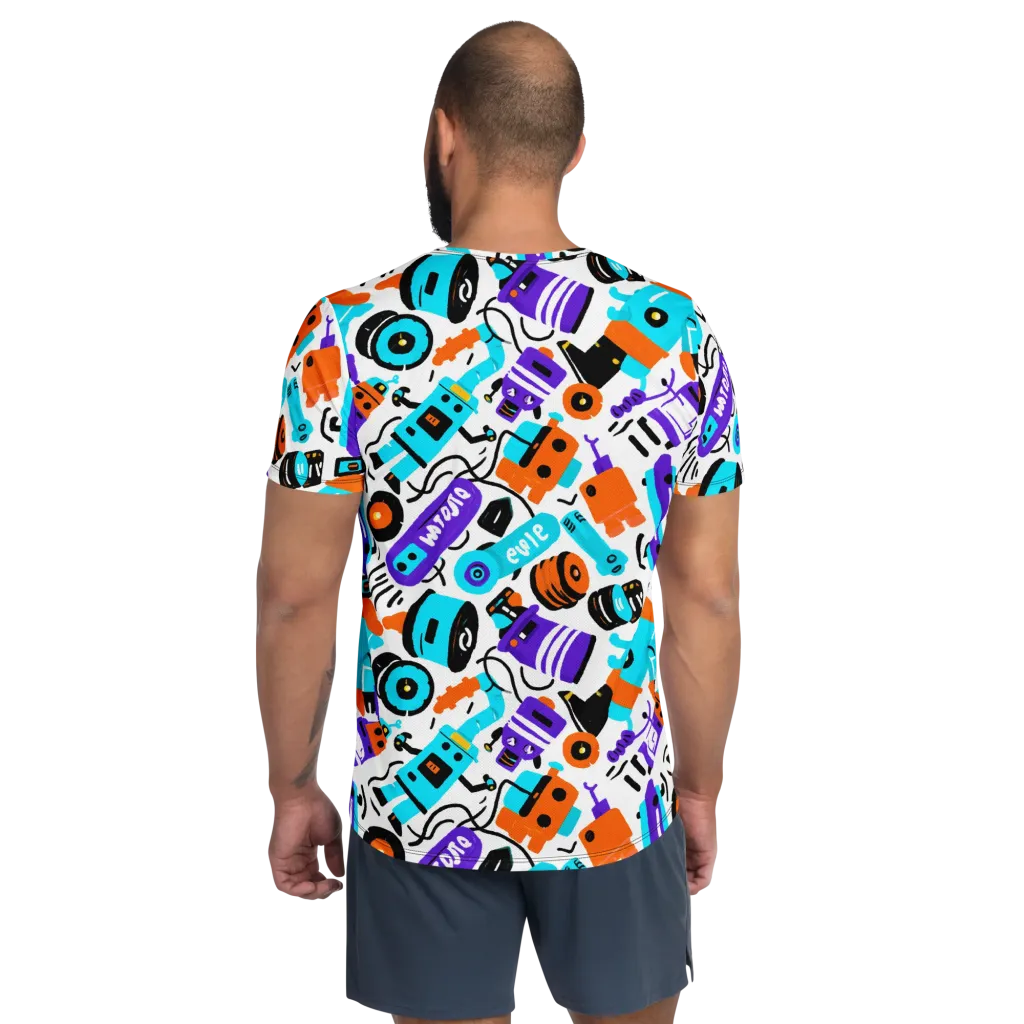 Robo Rave on Men's Athletic T-Shirt — Back
