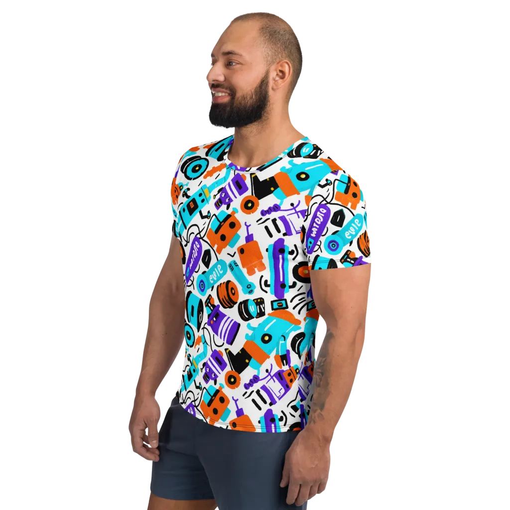 Robo Rave on Men's Athletic T-Shirt — Left