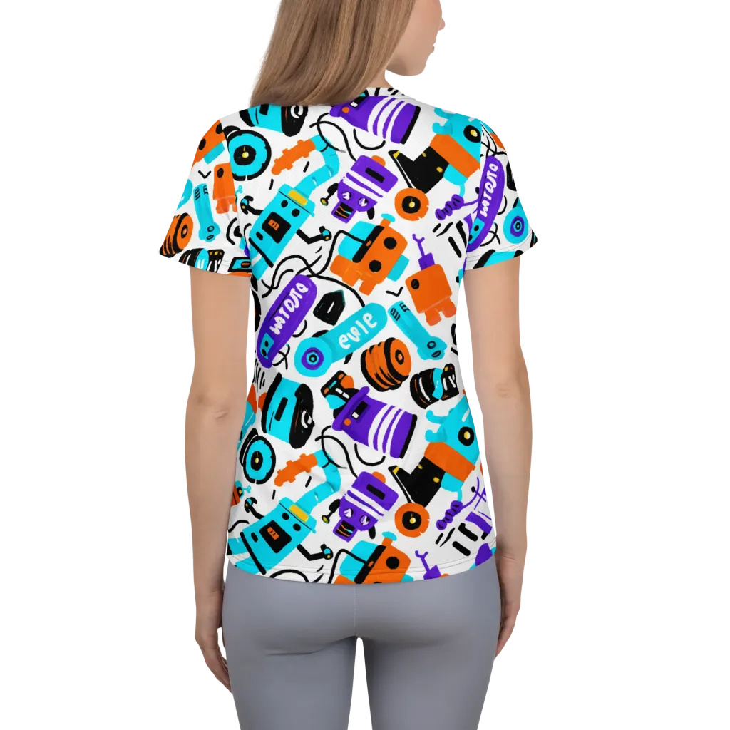 Robo Rave on Women's Athletic T-Shirt — Back